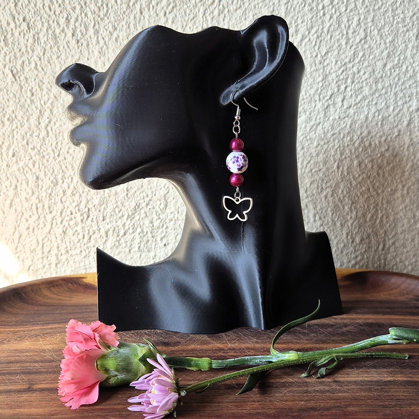 Purple Porcelain Butterfly Earrings