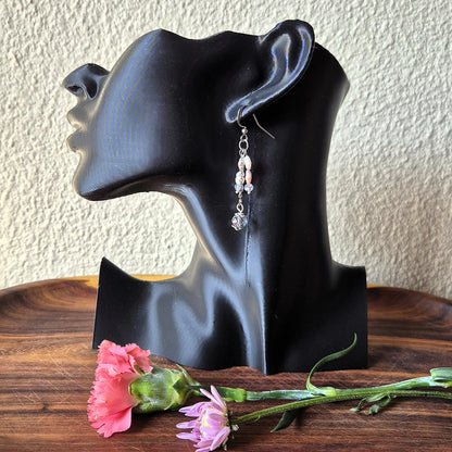 Pink Keshi Pearl Crystal Earrings