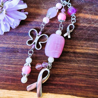 Rose Quartz Awareness Bag Charm